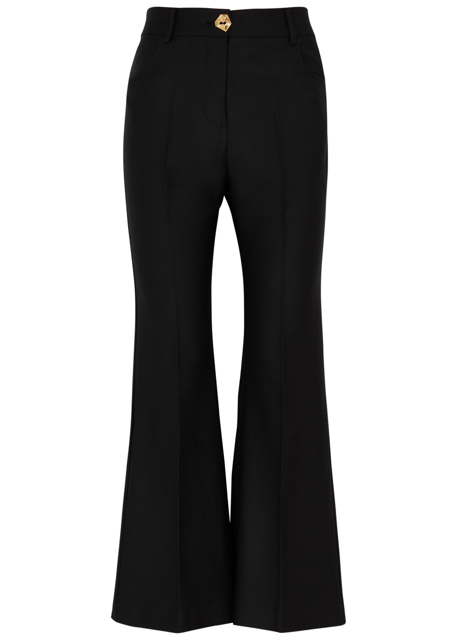 Violante Nessi Corelli Flared Wool-blend Trousers In Black