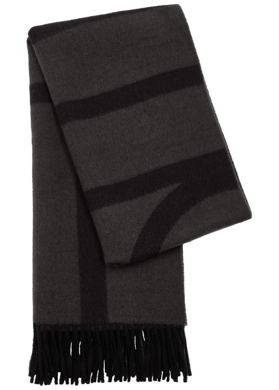 Totême Logo-intarsia Wool Scarf In Charcoal