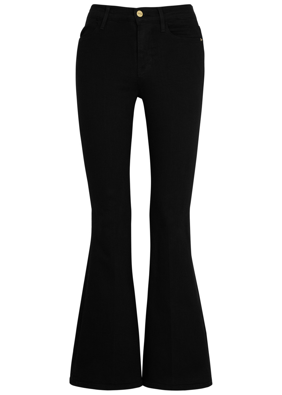 Frame Le Pixie High Flare Jeans In Black