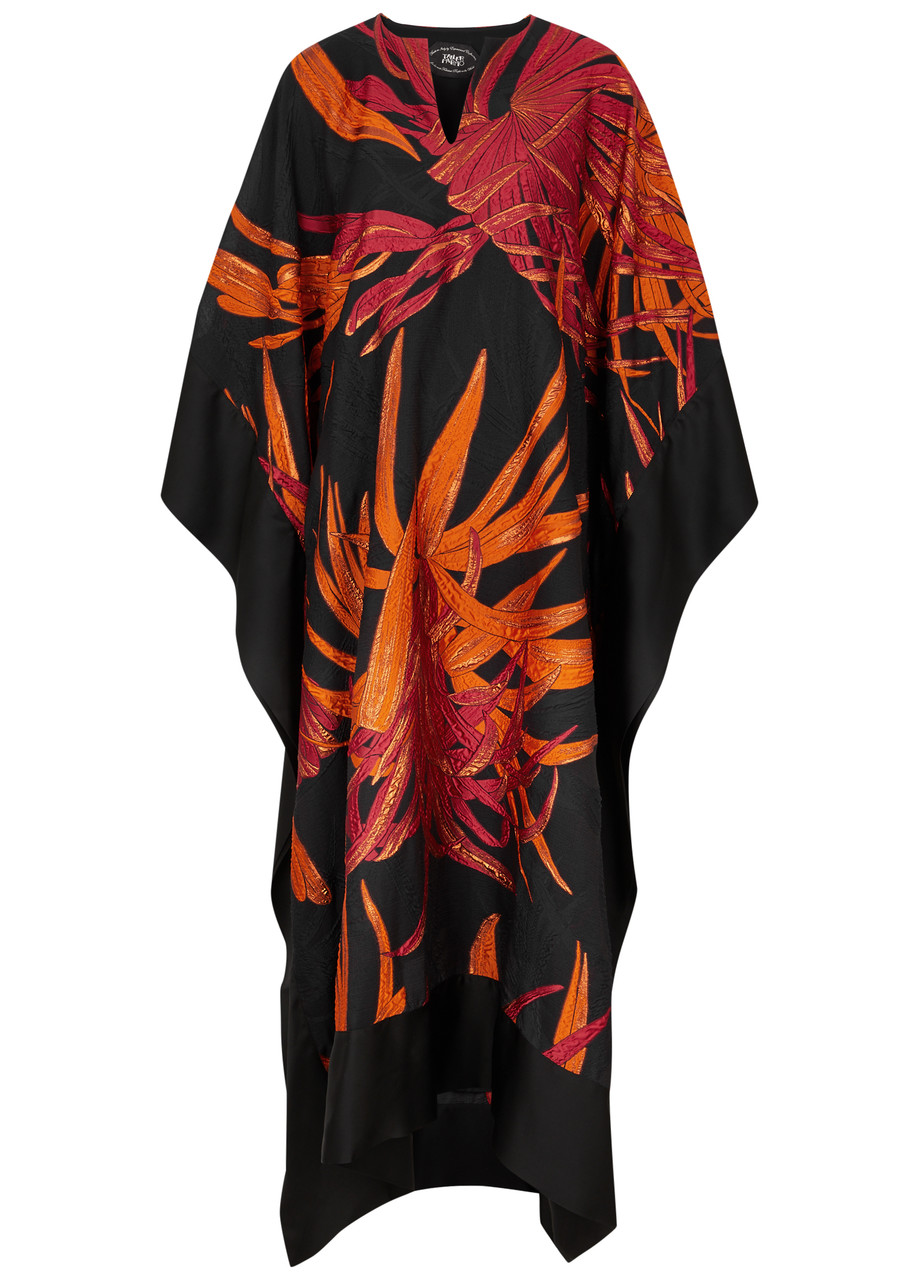 Taller Marmo Palm Springs Floral Cloqué Gown In Orange
