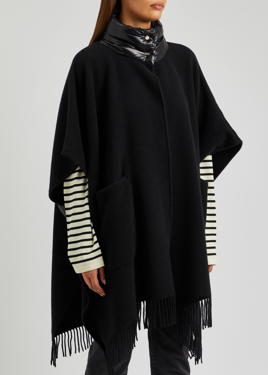  Herno Quilted Shell And Wool-blend Cape - Black - 42 (uk 10 / S) 