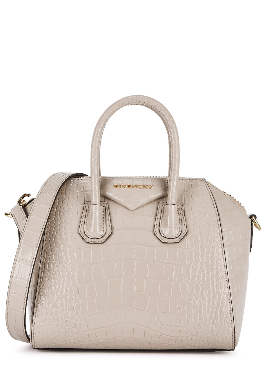 Givenchy Antigona Mini Crocodile-effect Leather top Handle bag - Sand - One Size