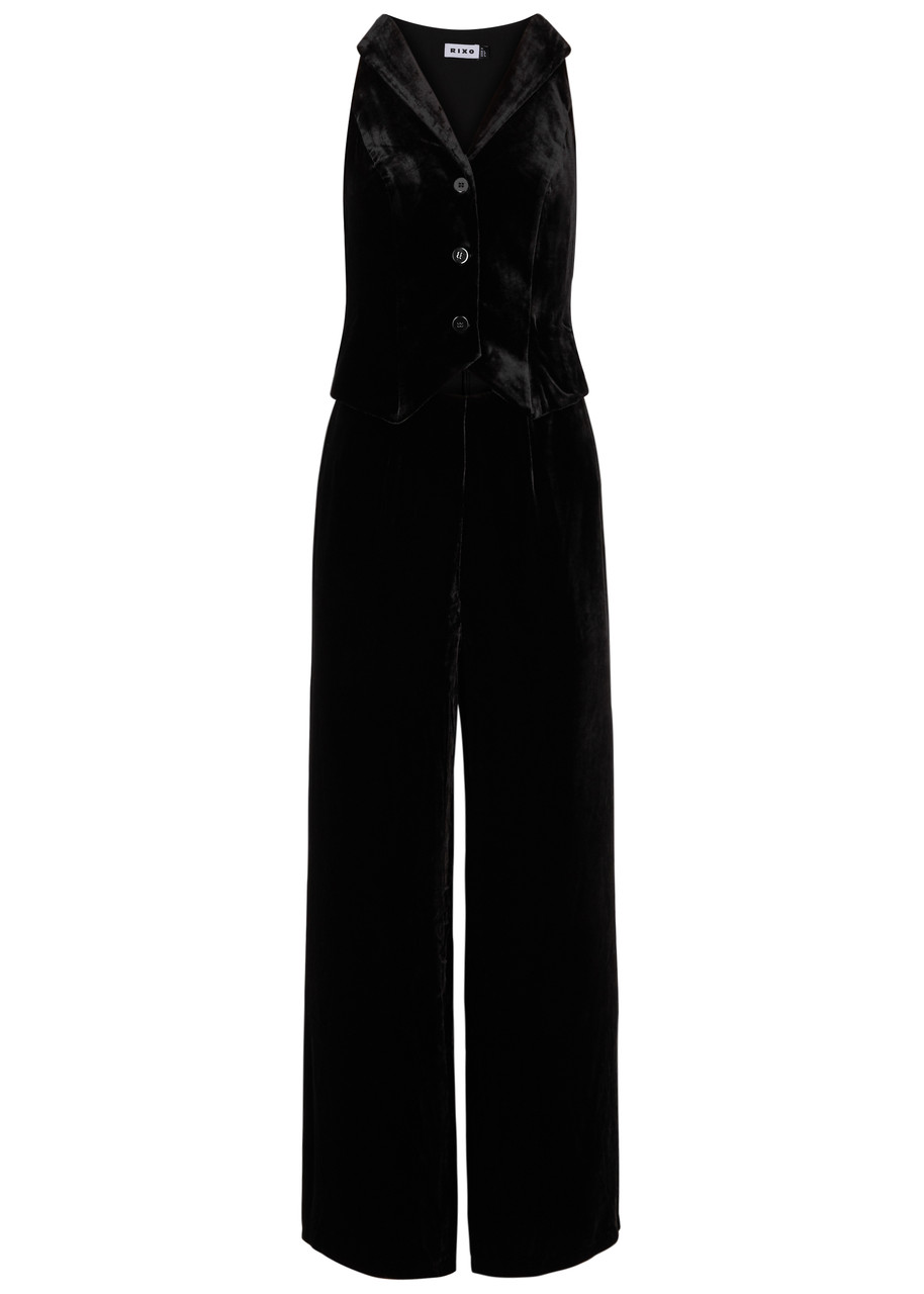 Rixo London Rixo Sienna Velvet Jumpsuit In Black