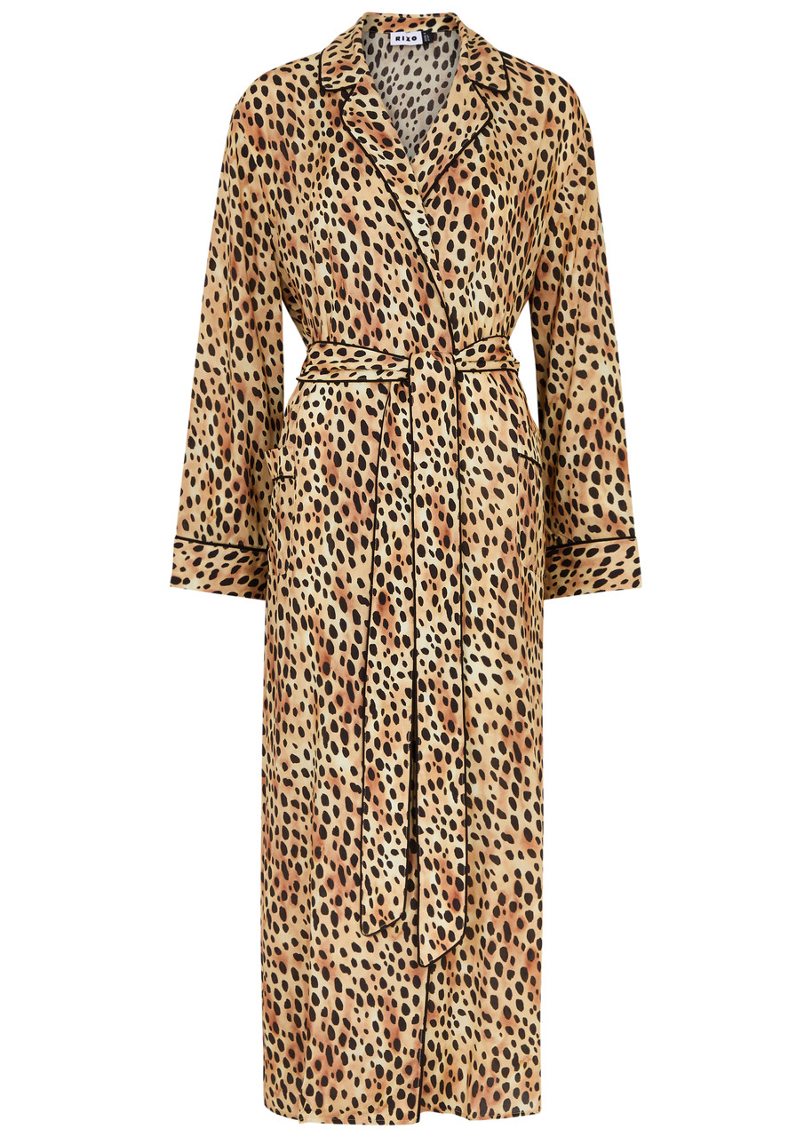 Rixo London Rixo Marta Leopard-print Robe In Brown