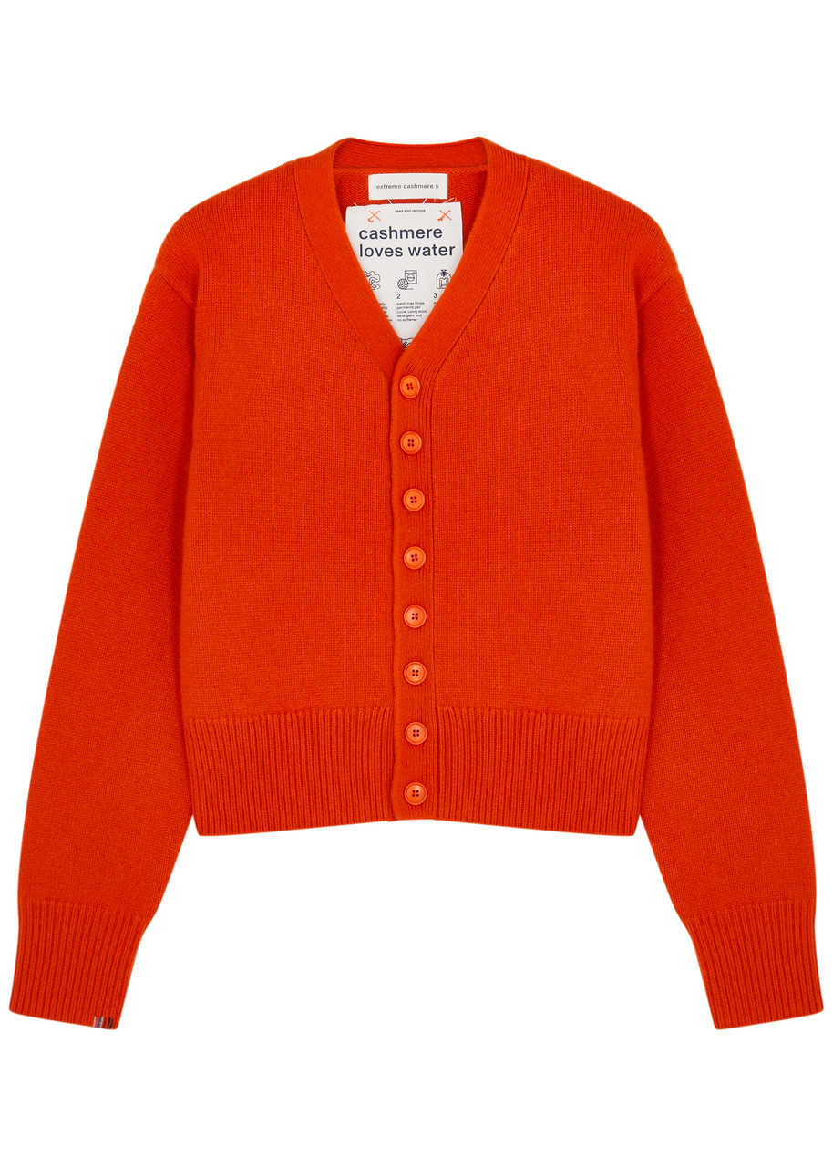 Extreme Cashmere N°309 Clover Cashmere Cardigan In Orange