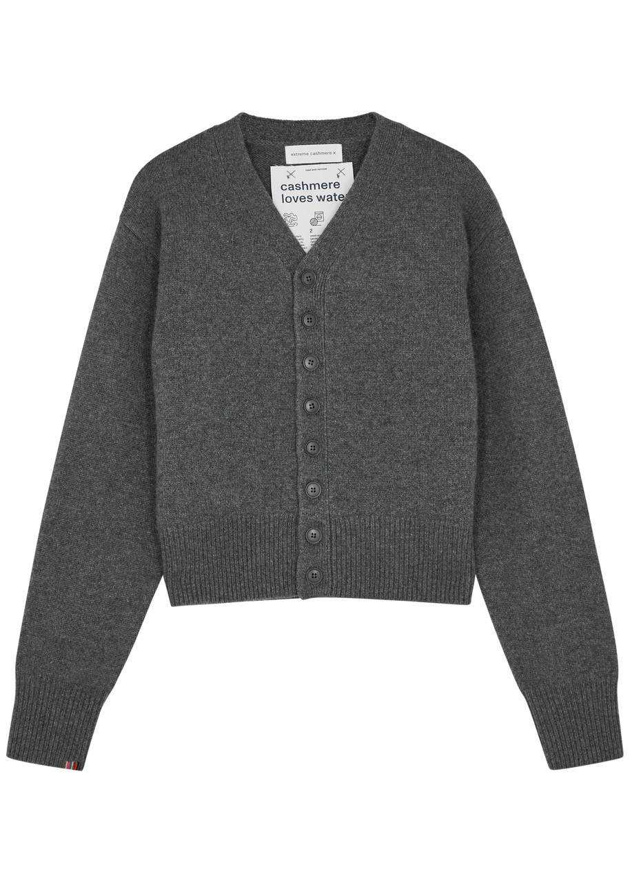 Shop Extreme Cashmere N°309 Clover Cashmere Cardigan In Grey