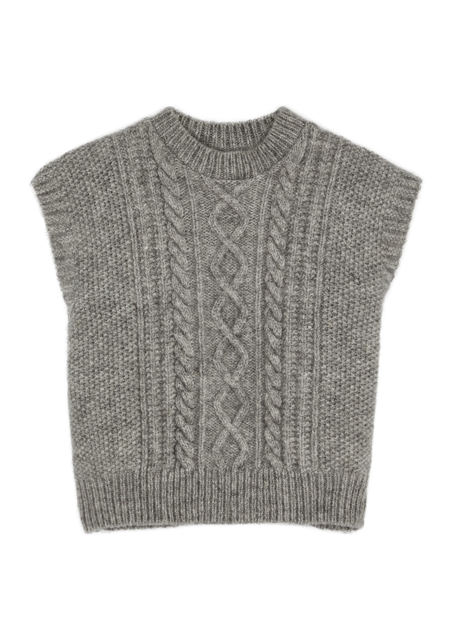 Skall Studio Tilia Cable-knit Wool Vest In Light Grey