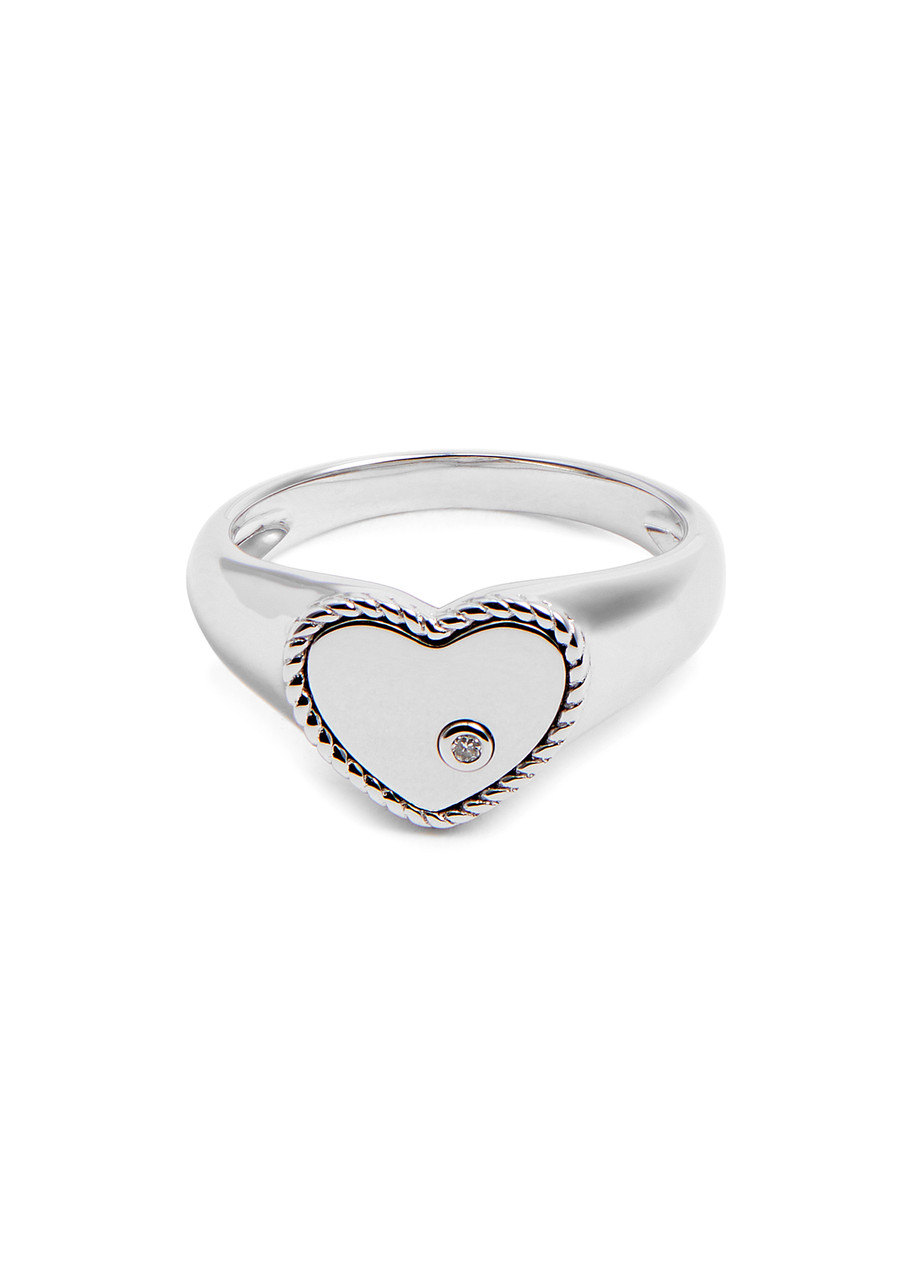 Yvonne Léon Baby Chevaliere 9kt White Gold Pinky Ring In Silver
