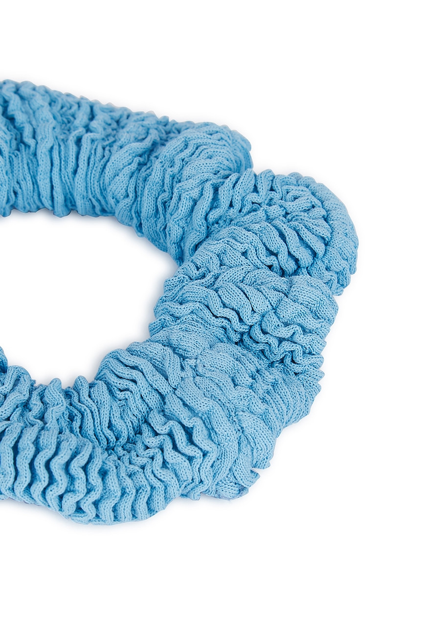  Hunza G Blue Seersucker Scrunchie - Light Blue 