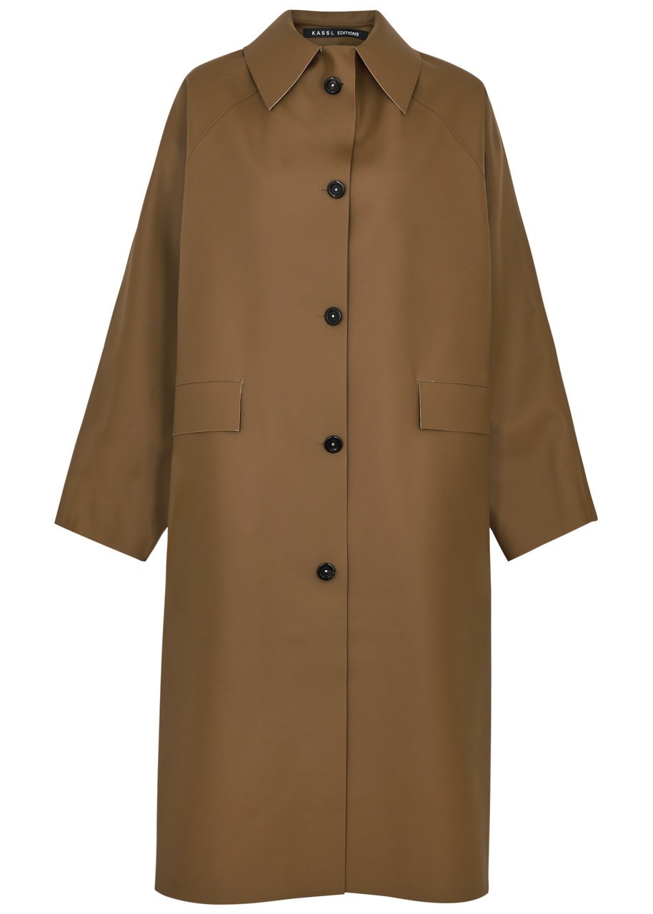 Kassl Editions Original Belted Rubberised Coat In Brown