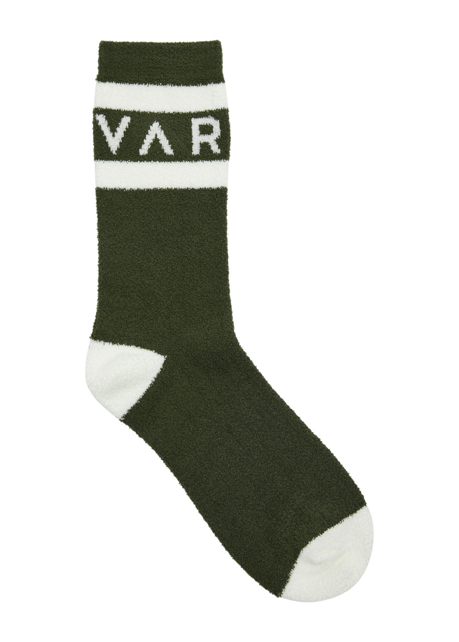 Varley Spencer Logo-intarsia Chenille Socks - Olive - S/M (UK 10-12 / M)