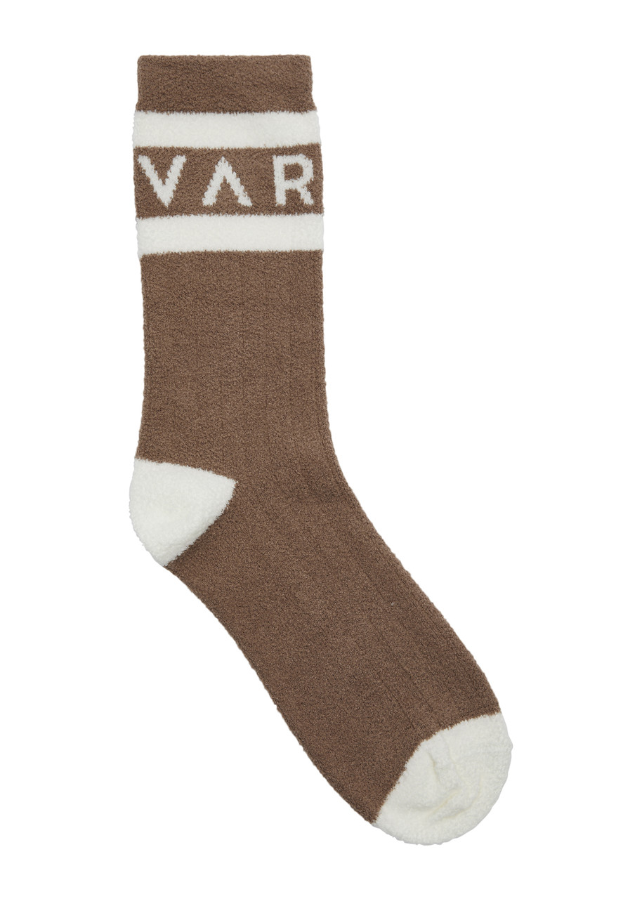 Varley Spencer Logo-intarsia Chenille Socks In Tan