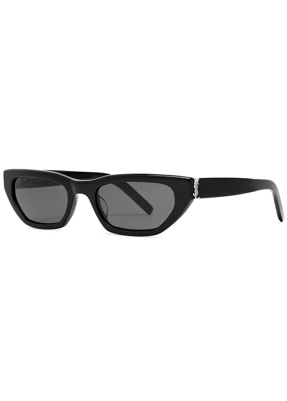 Saint Laurent Narrow Cat-eye Sunglasses - Black - One Size