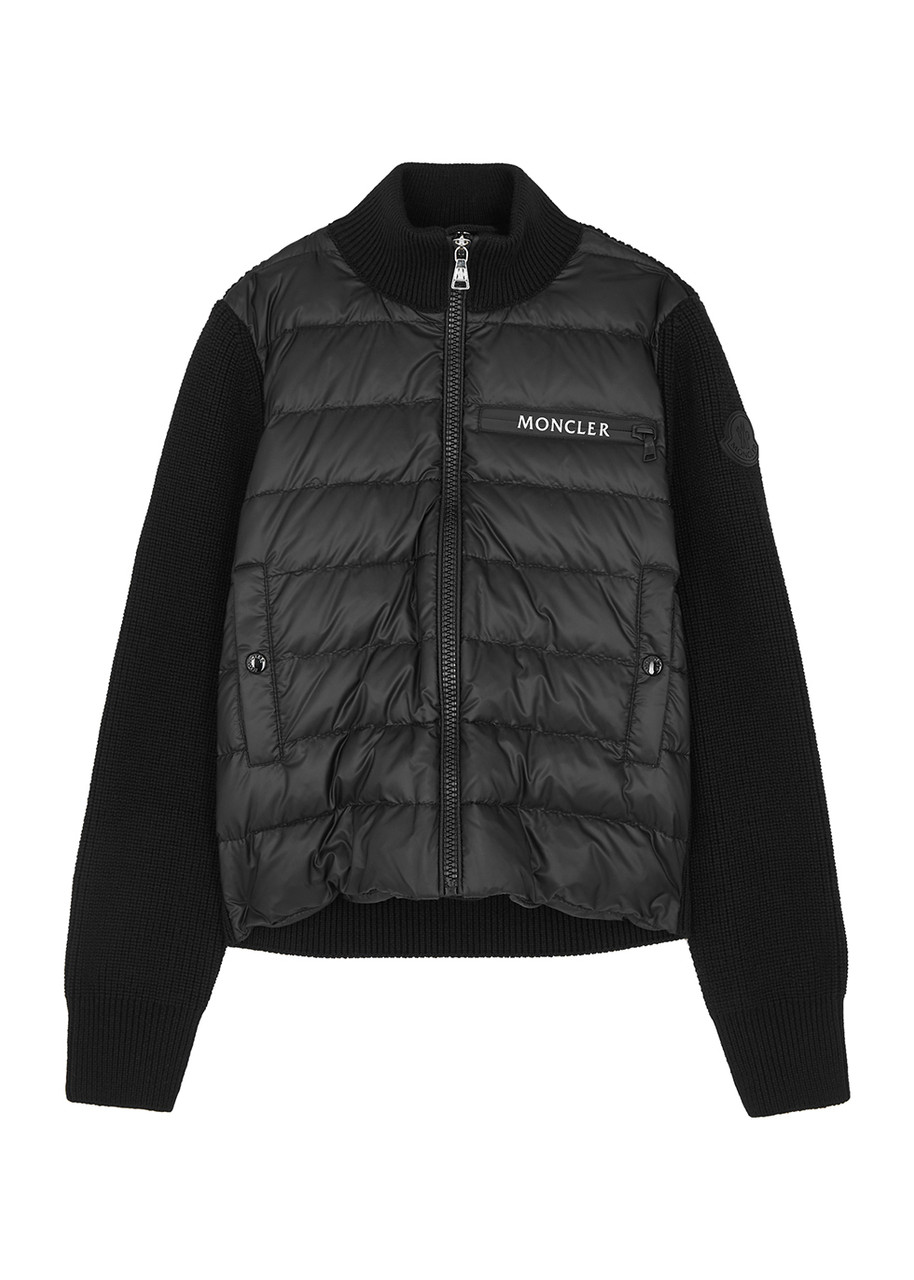 Moncler Kids Wool And Quilted Shell Jacket (8-10 Years) In Black