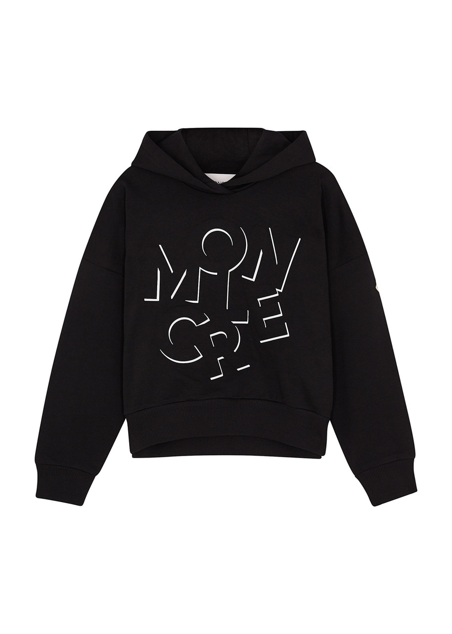 Moncler Kids Logo Hooded Cotton Sweatshirt (8-10 Years) - Black