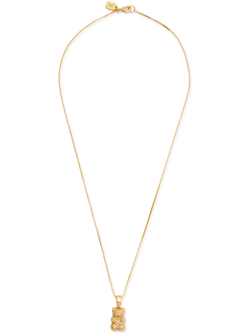 Crystal Haze Nostalgia Bear 18kt Gold-plated Brass Necklace - One Size