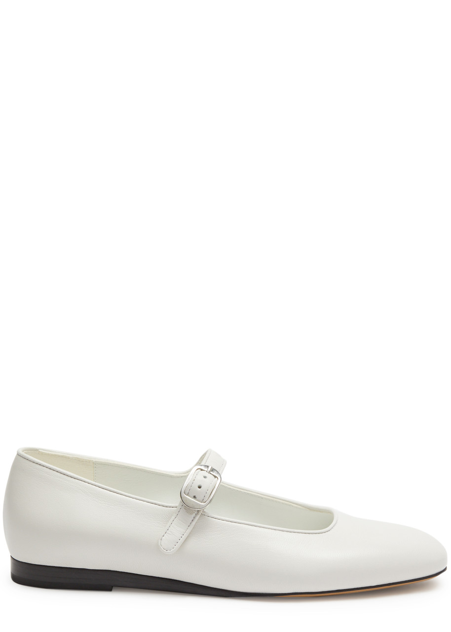 LE Monde Beryl Mary Jane Leather Flats - White - 5