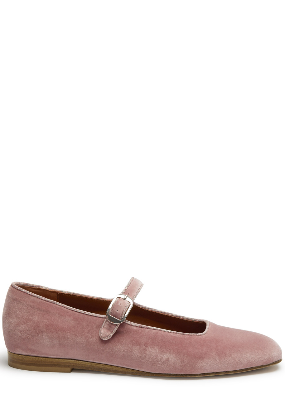 Le Monde Beryl Mary Jane Velvet Flats In Pink