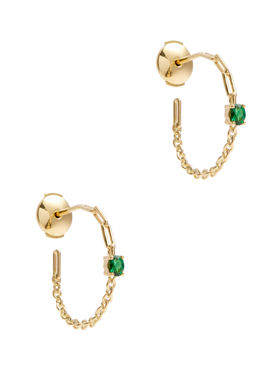 Yvonne Léon Paire De Creoles 18kt Gold Hoop Earrings In Green