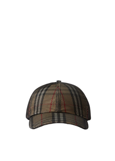 キャップ Burberry Check Detail Baseball Hat - Unisex Burberry Unisex Archive-Beige Check Baseball-Style Cap - S