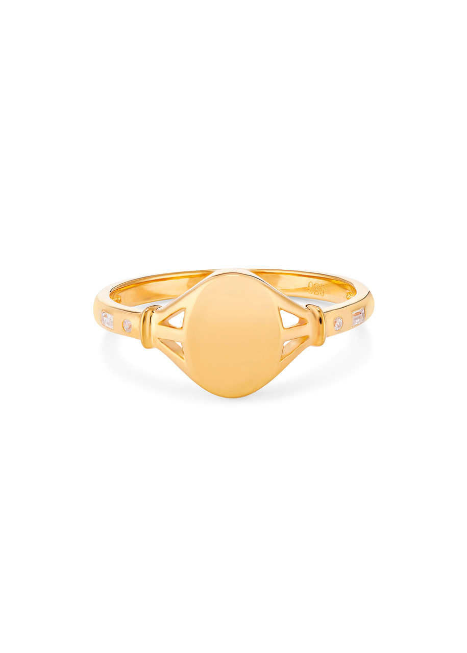 Tilly 18kt Gold-plated Signet Pinky Ring
