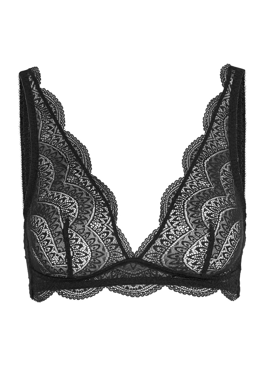 Simone Perele Karma Triangle-cup Stretch-lace Bralette In Black