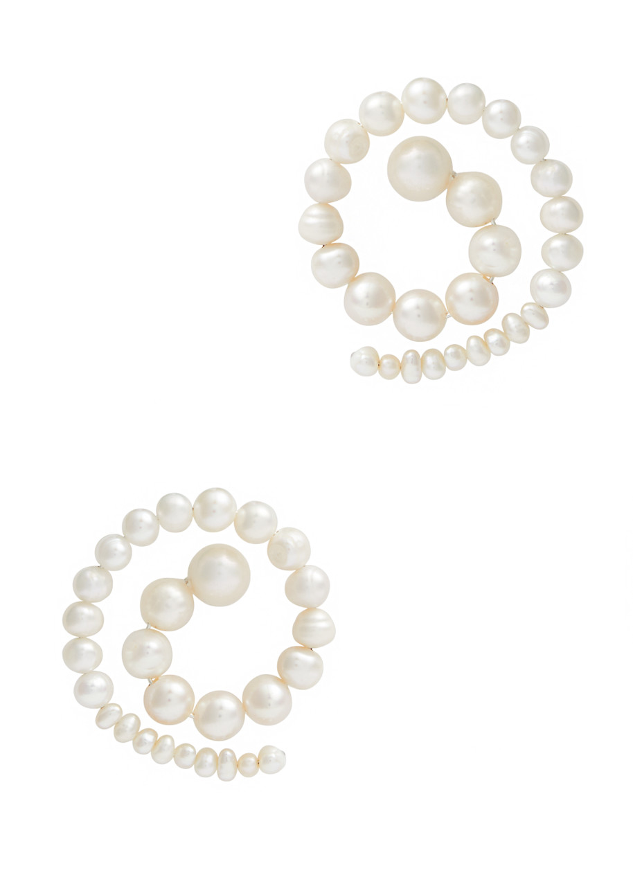 Spiral Pearl-embellished Drop Earrings