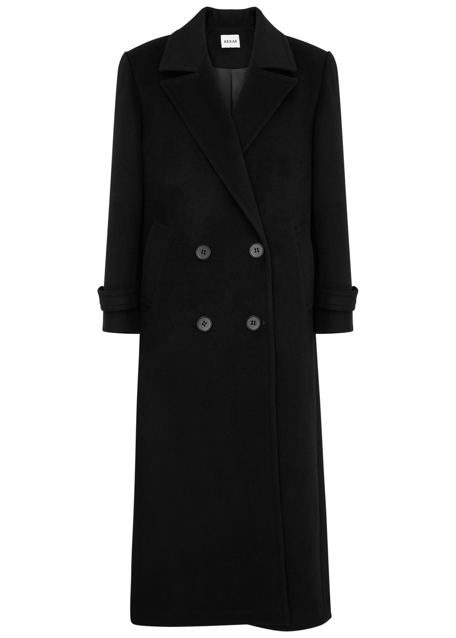 Aexae Double-breasted Wool Coat In Black