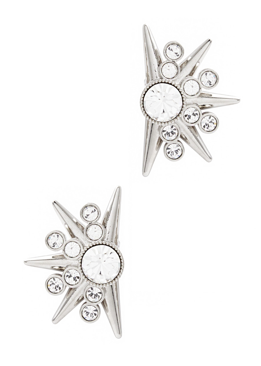 Rabanne Crystal-embellished Clip-on Earrings In Silver