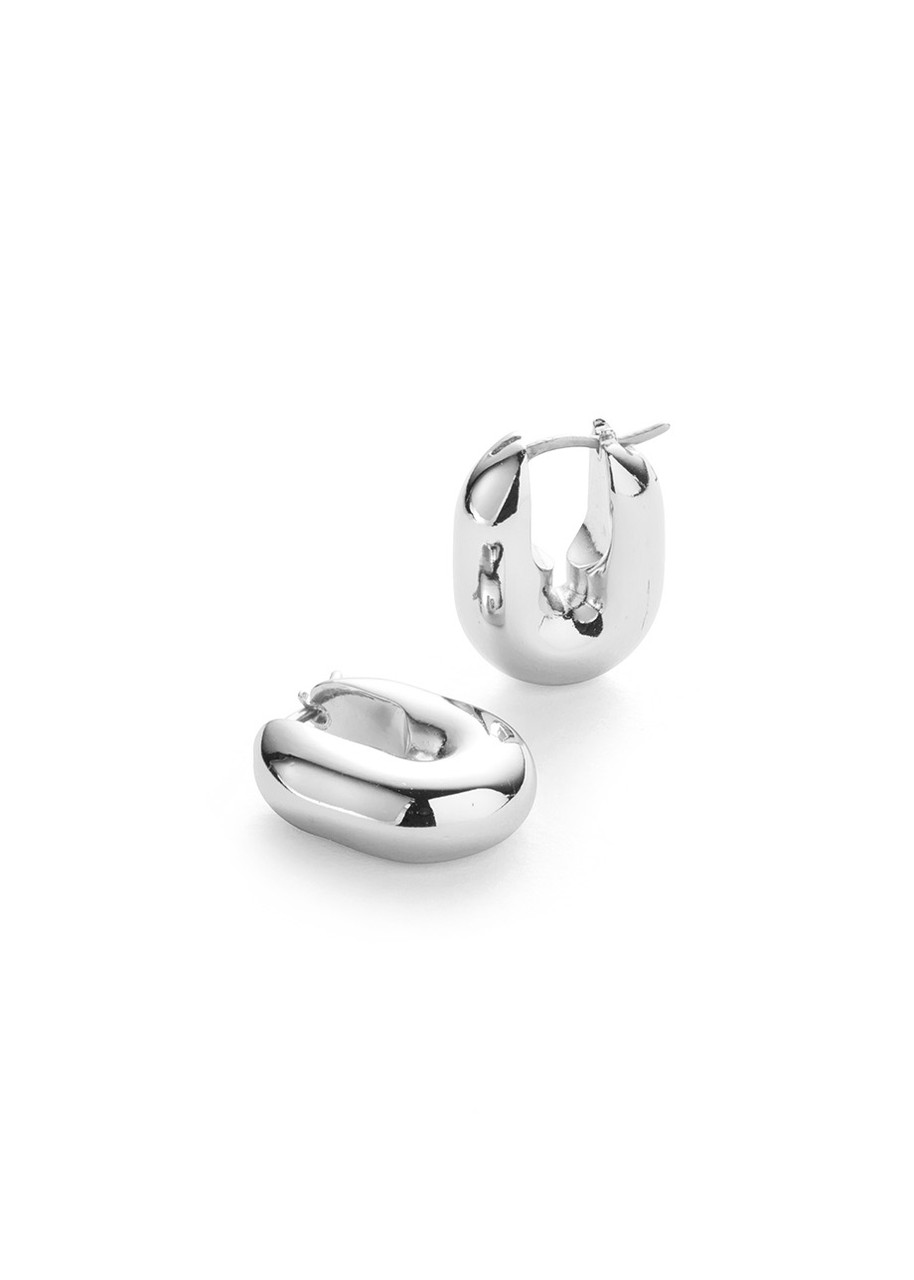 Jenny Bird Puffy Silver-dipped Hoop Earrings