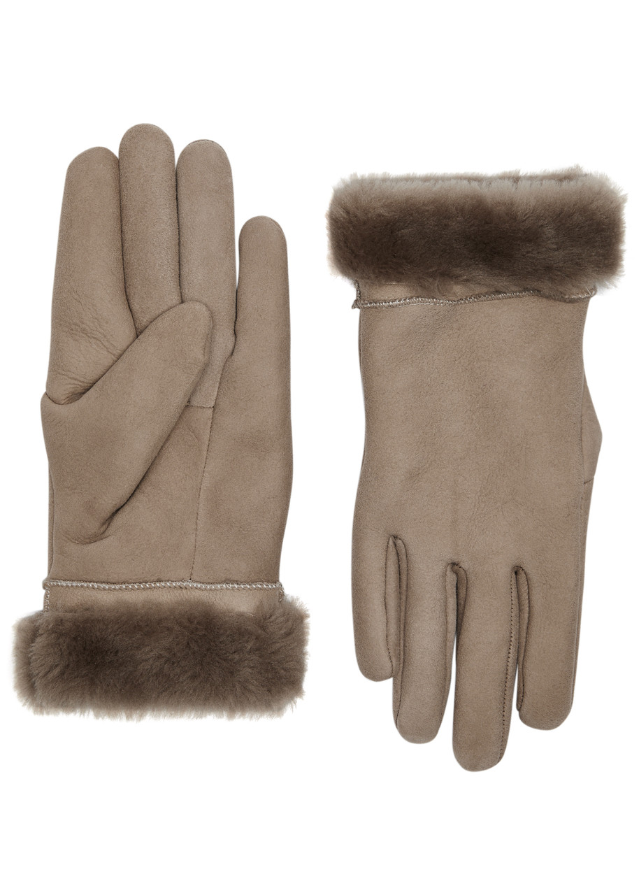 Dents Louisa Shearling-lined Suede Gloves In Camel