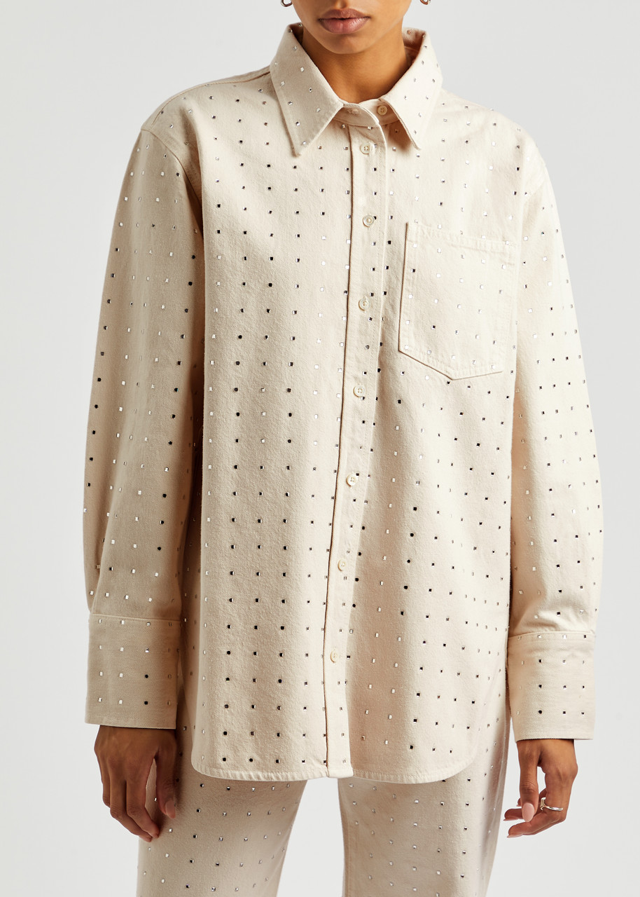  Frame Crystal-embellished Denim Shirt - Off White - S 