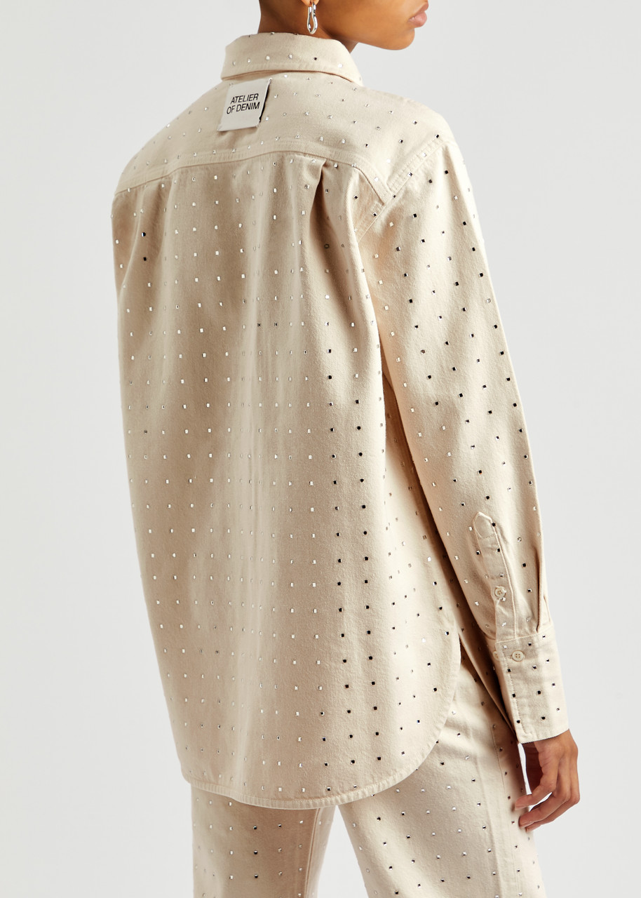  Frame Crystal-embellished Denim Shirt - Off White - S 