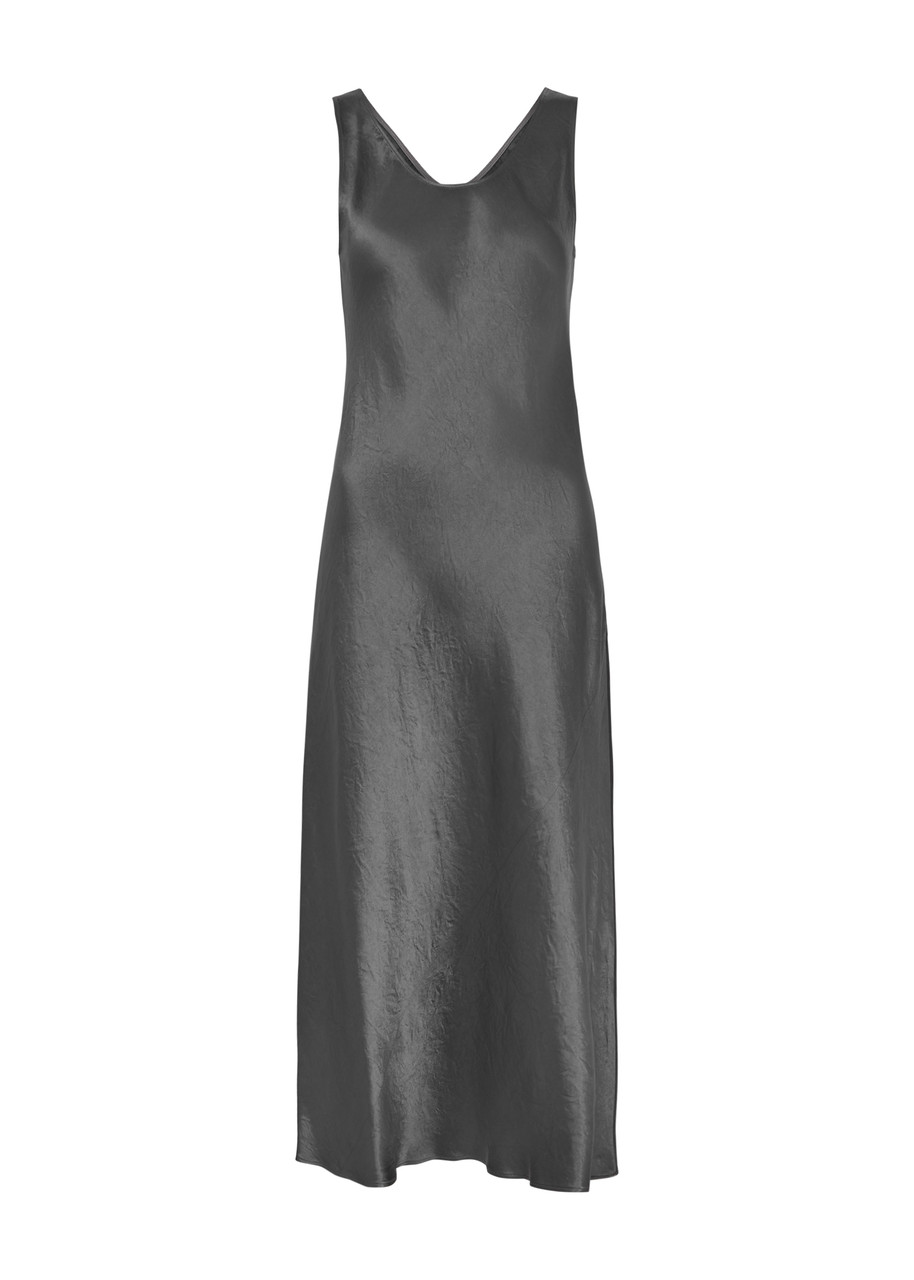 MM Talete Satin Midi Dress - Dark Grey