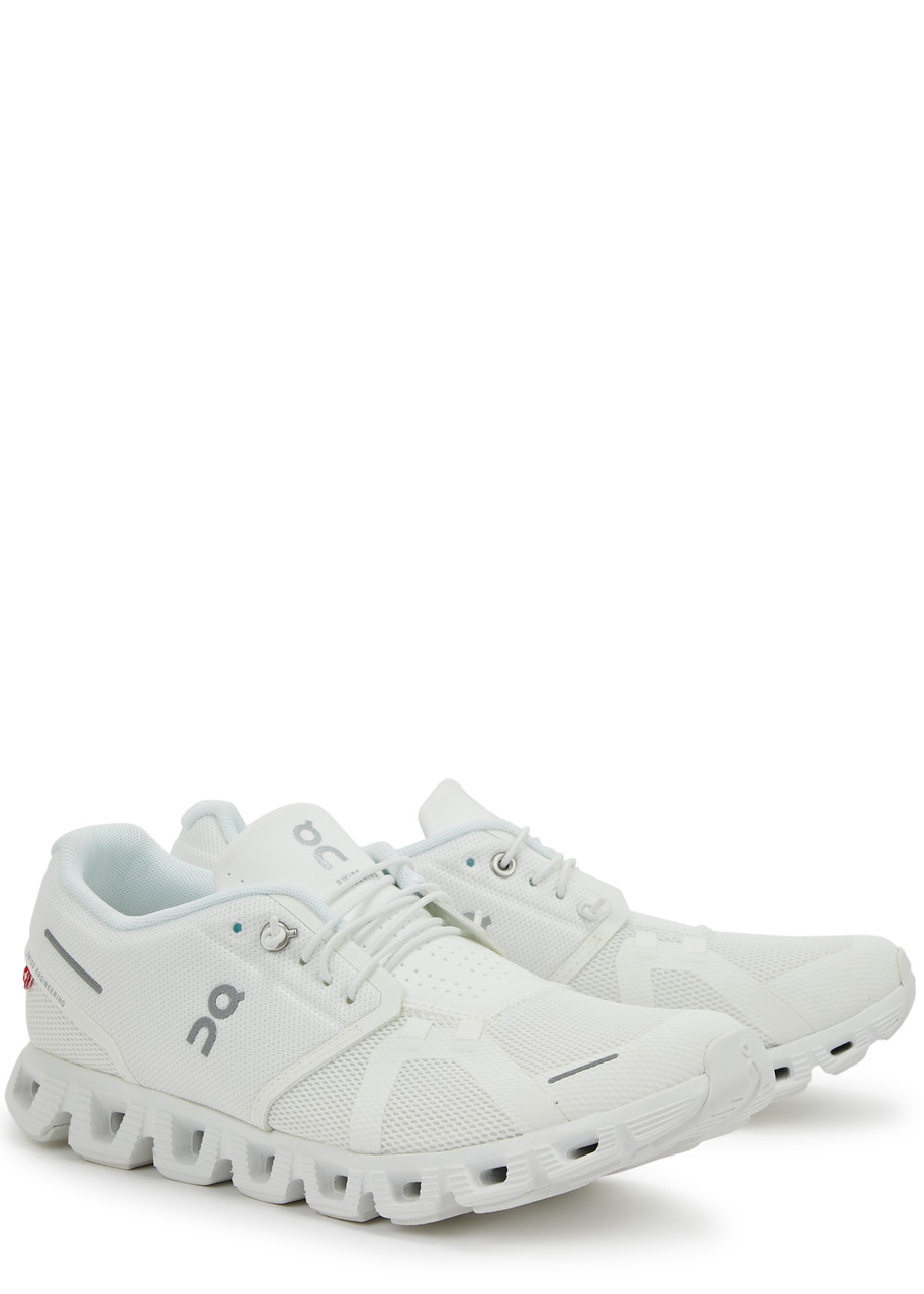 On Running Cloud 5 Panelled Mesh Sneakers In White