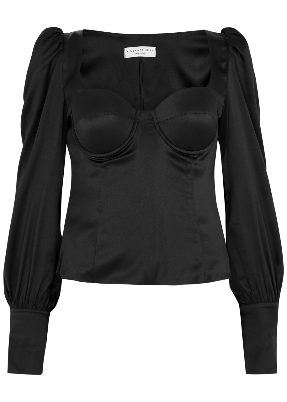 Violante Nessi Morandi Stretch-silk Top In Black