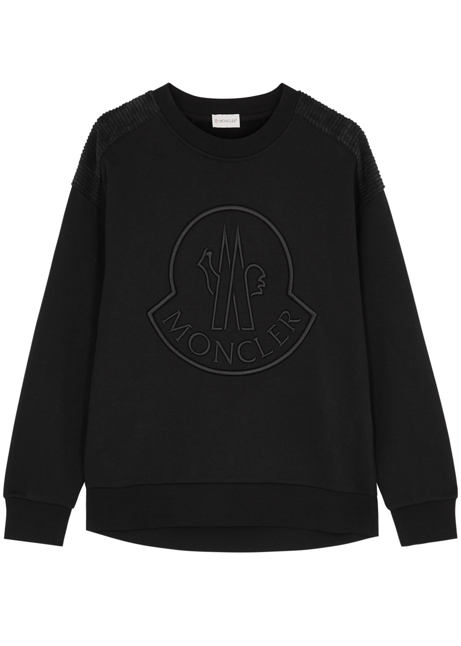 Shop Moncler Logo-embroidered Cotton-blend Sweatshirt In Black