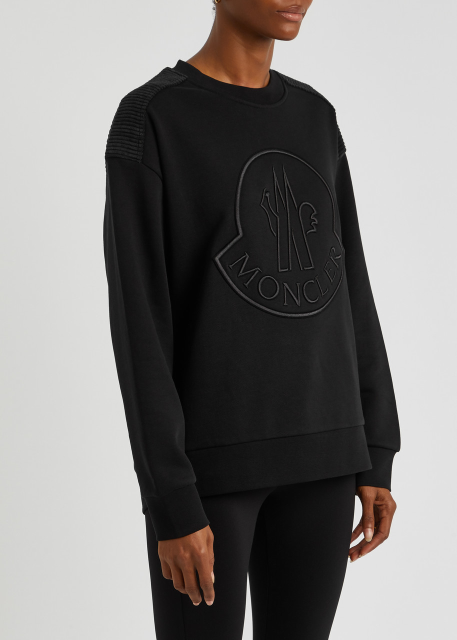Moncler Rhinestone-embellished Logo Sweatshirt In Black