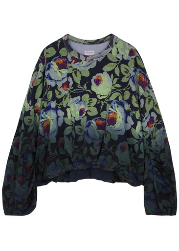 DRIES VAN NOTEN Dip-dyed floral-print cotton sweatshirt | Harvey