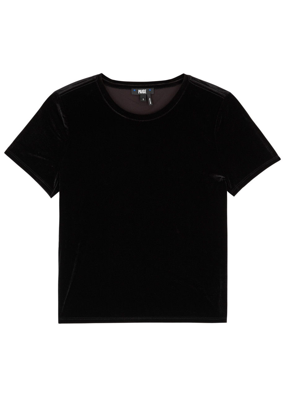 Paige Fiora Velvet T-shirt In Black