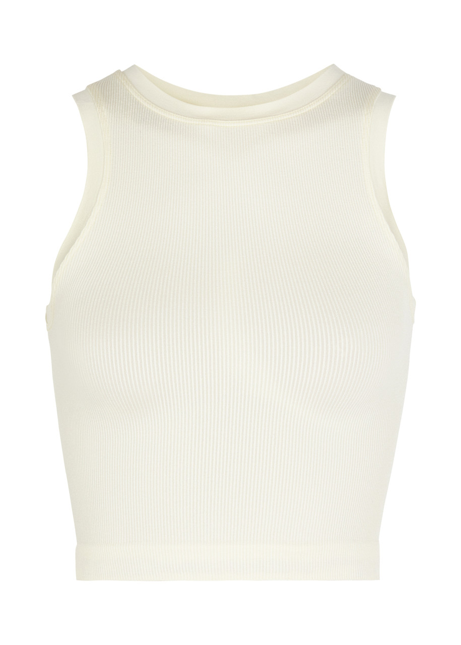 Shop Prism2 Luminous Ribbed Stretch-jersey Tank In Cream