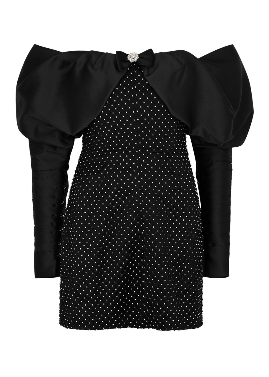 Nafsika Skourti Opera Embellished Satin Mini Dress In Black