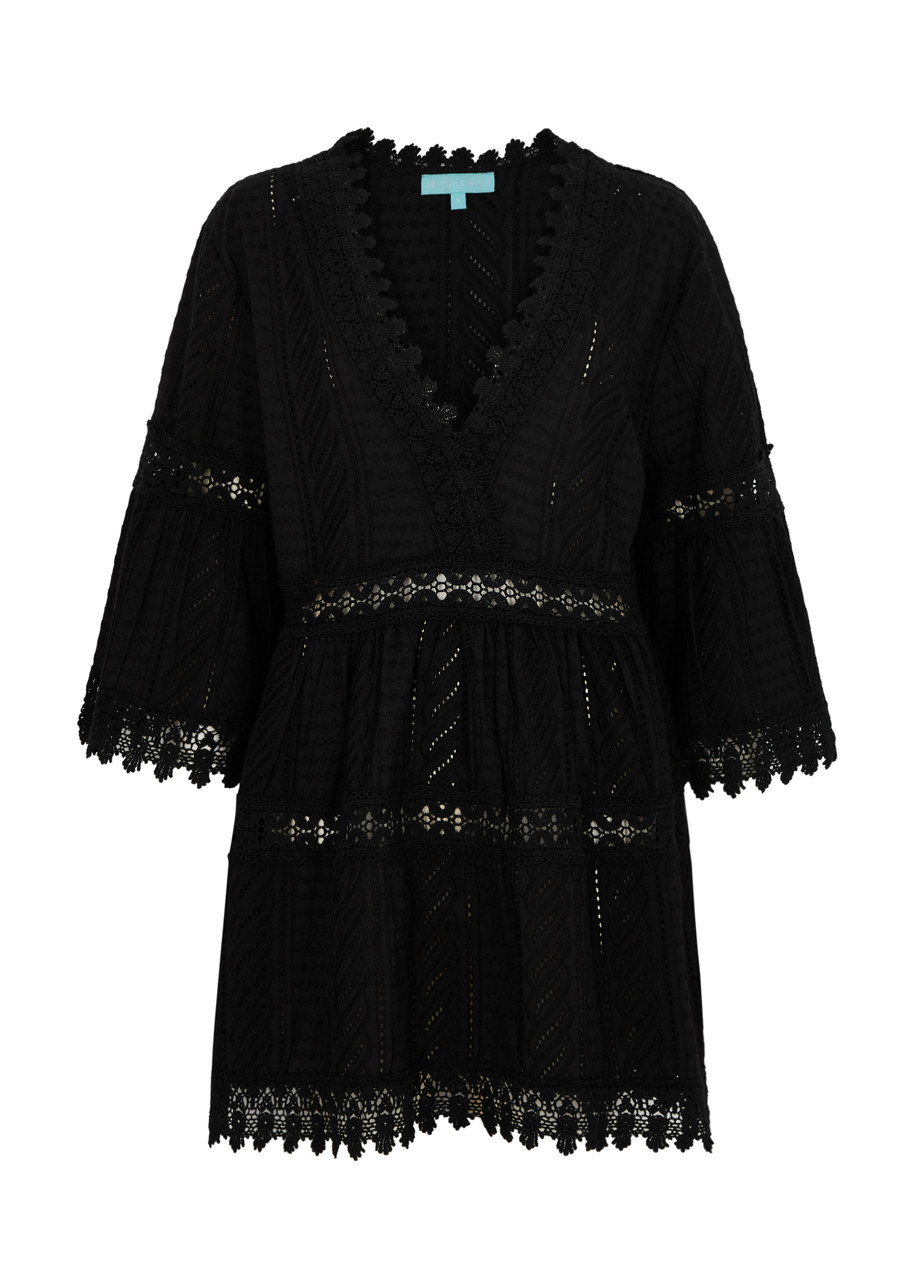 Melissa Odabash Victoria Lace Trim Cotton Cover-up Tunic In Black