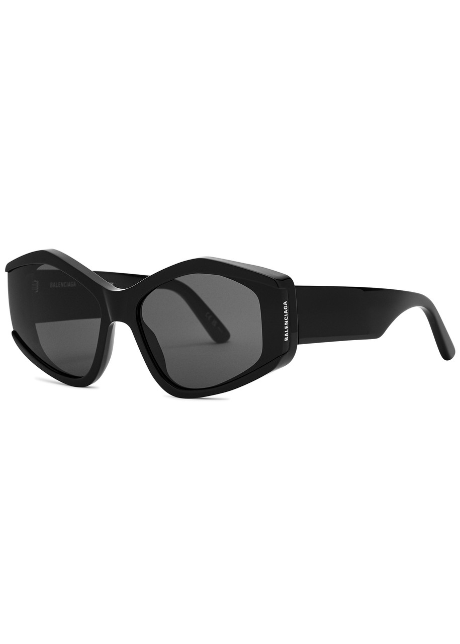 Balenciaga Hexagon-frame Sunglasses - Black Grey - One Size