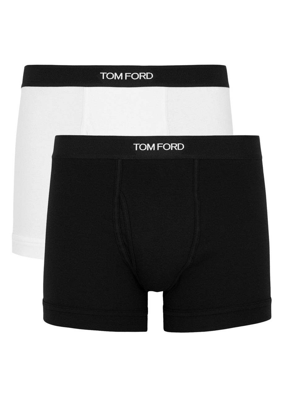 Tom Ford Logo Stretch-cotton Boxer Briefs - set of two - Black And White - S