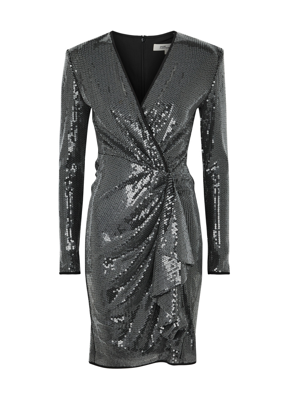 Diane Von Furstenberg Lexa Sequin-embellished Mini Dress - Metallic Silver