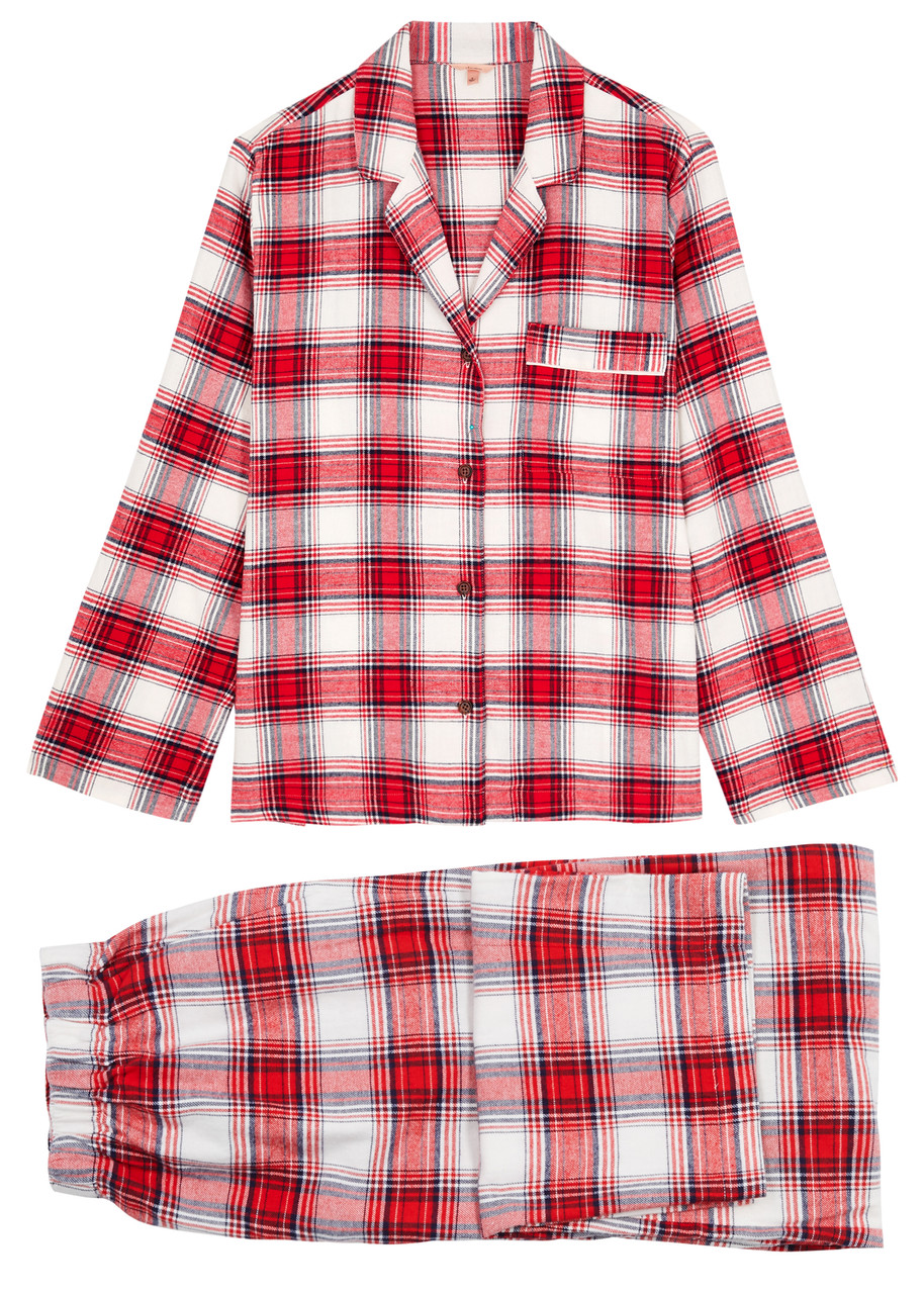 Eberjey Tartan Flannel Pyjama Set In Red