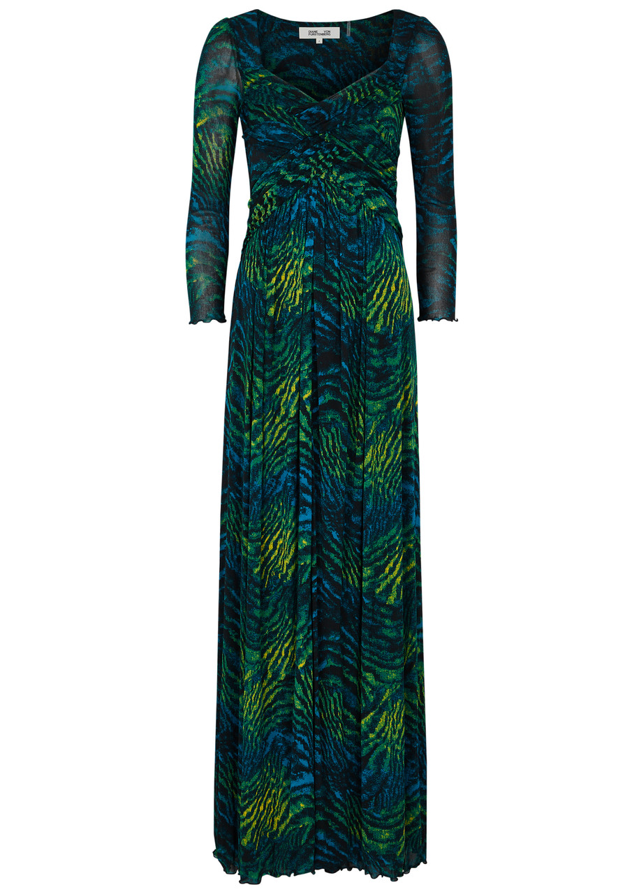 Diane Von Furstenberg Gael Printed Tulle Maxi Dress In Multicoloured