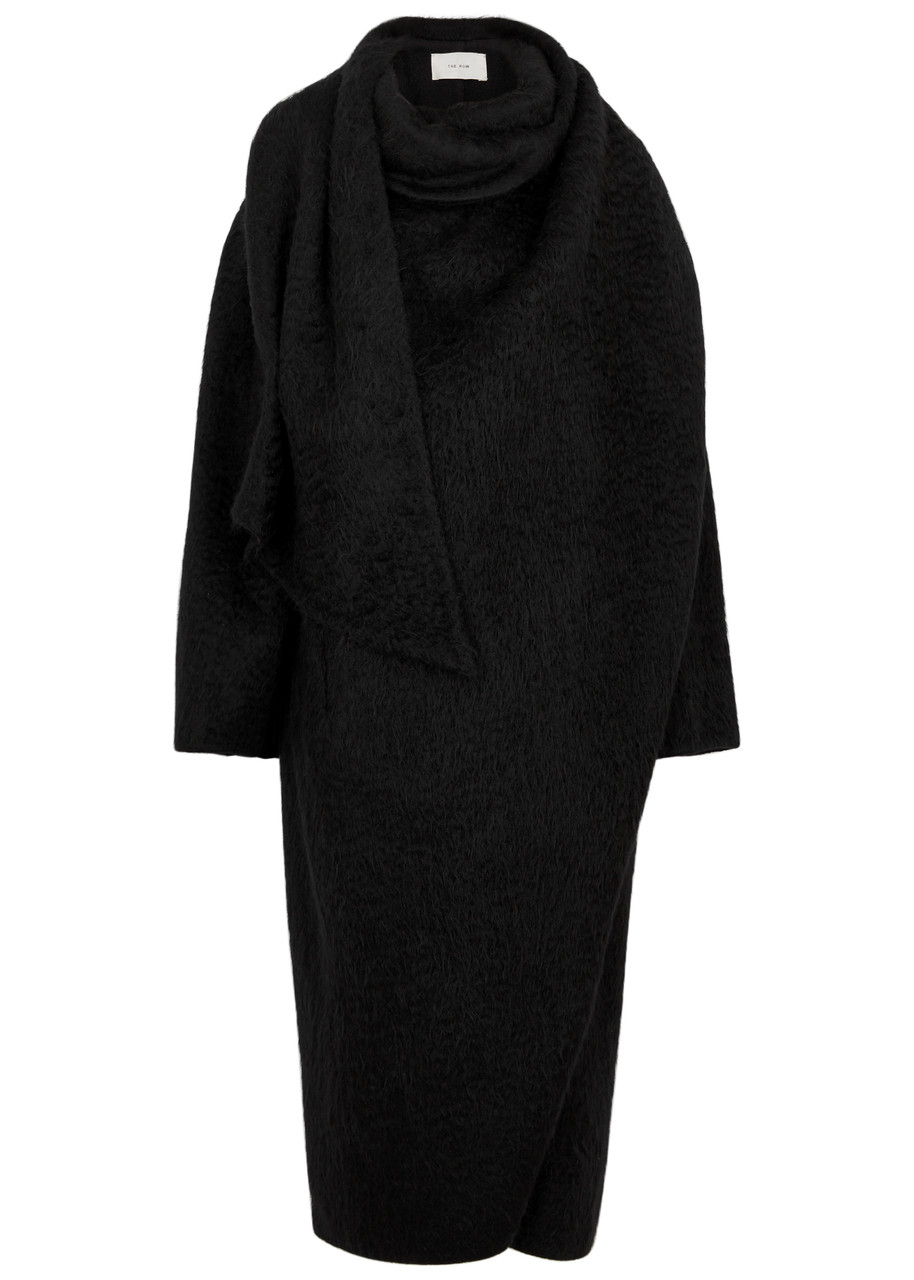 The Row Orlando Scarf-effect Wool-blend Coat In Black