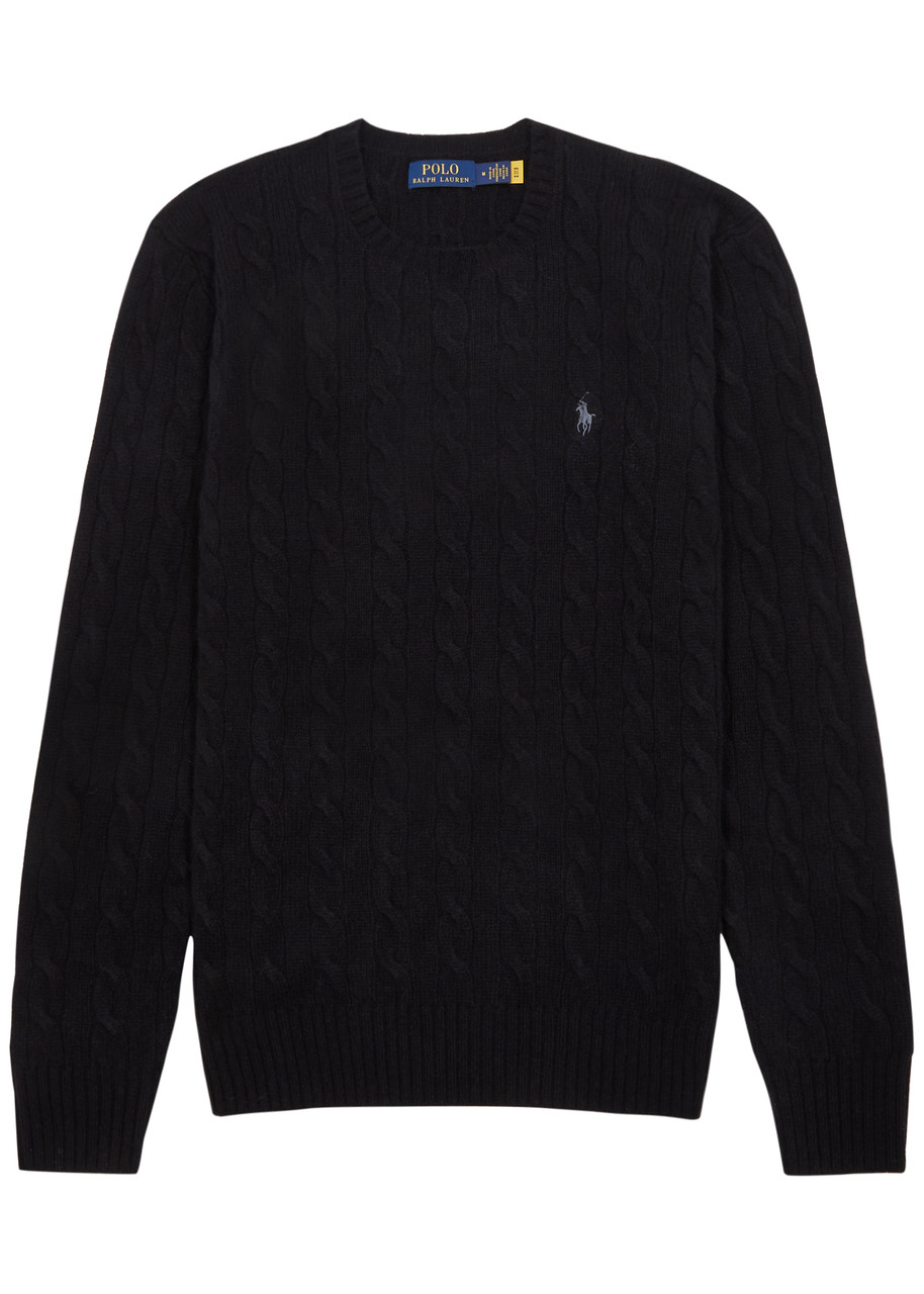 Polo Ralph Lauren Cable-knit Wool-blend Jumper In Black
